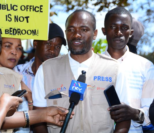 Meru Journalists protest after aK24 reporter was assaulted by a County CECM